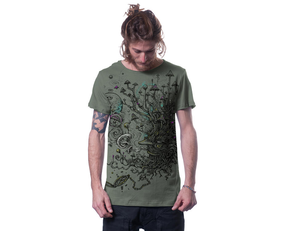 men psychedelic light green t-shirt